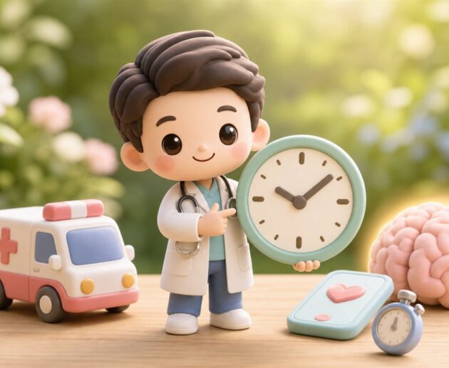 Illustration of the FAST test for spotting a stroke and calling for help quickly
